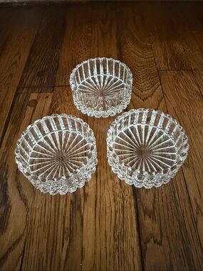Clear Pressed Glass Trinket Dishes - Set of 3